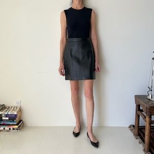 Black, leather mini skirt